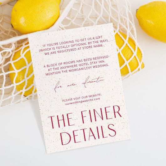 Minimal einfache Magenta & Textur Die feinen Detai Begleitkarte