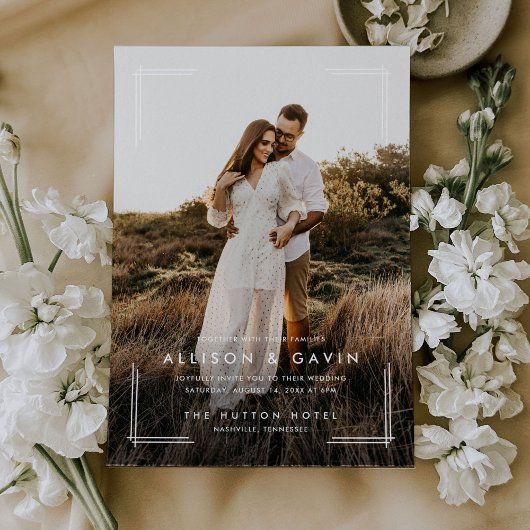 Minimal einfache moderne Art Zwei Foto Hochzeit Einladung