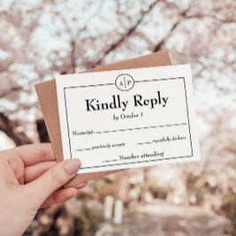 Minimal einfache Monogramm erste Hochzeitkarte RSVP Karte