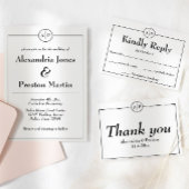 Minimal einfache Monogramm erste Hochzeitkarte RSVP Karte