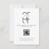 Minimal einfache Monogramm modern weiß RSVP Karte (Vorderseite)