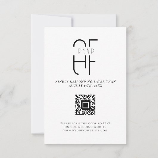 Minimal einfache Monogramm modern weiß RSVP Karte (Vorderseite)