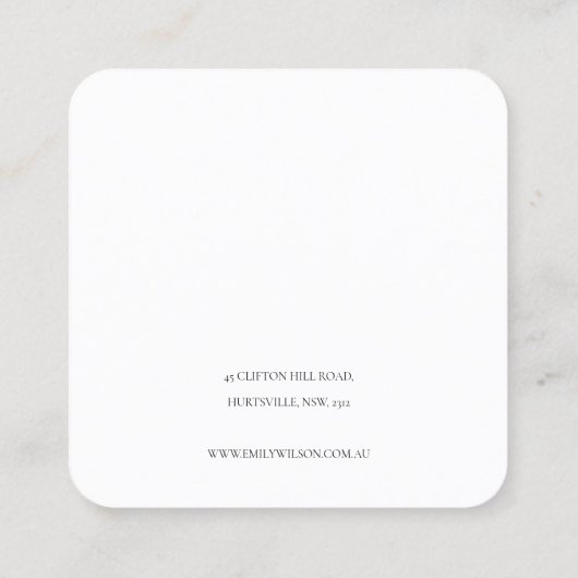 Minimal einfache Navy Blue Dunkel Ohrring Display Quadratische Visitenkarte (Rückseite)