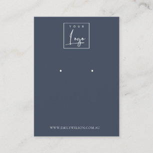 Minimal einfache Navy Blue Dunkel Ohrring Display Visitenkarte