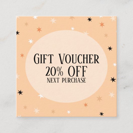 Minimal einfache Pastel Orange Black Star Muster Rabattkarte (Vorderseite)