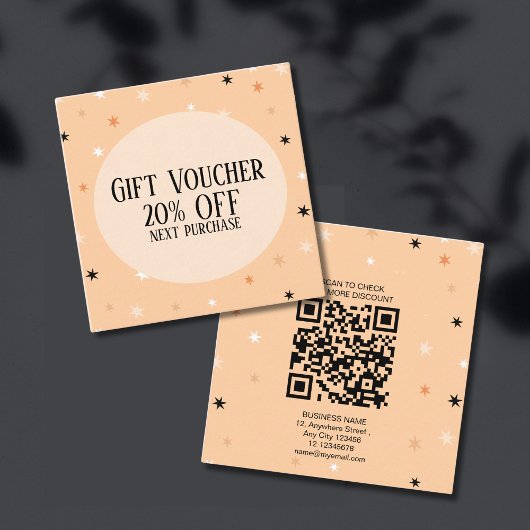 Minimal einfache Pastel Orange Black Star Muster Rabattkarte