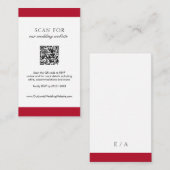 Minimal einfache Red Modern QR Code Hochzeit Begleitkarte (Vorne/Hinten)