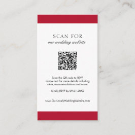 Minimal einfache Red Modern QR Code Hochzeit Begleitkarte