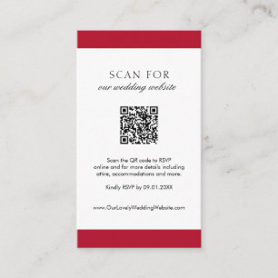 Minimal einfache Red Modern QR Code Hochzeit Begleitkarte