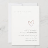 Minimal einfache, rosa Save the Date Herzkarte Dankeskarte (Vorderseite)