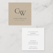 Minimal einfache Rustikalkraftmonogramm Quadratische Visitenkarte (Vorne/Hinten)