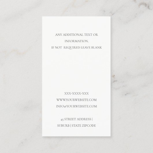 Minimal einfache Rustikalkraftmonogramm Visitenkarte (Rückseite)