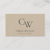 Minimal einfache Rustikalkraftmonogramm Visitenkarte (Vorderseite)