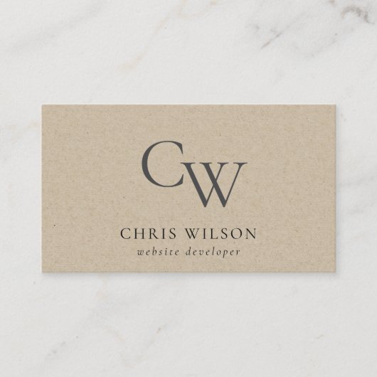 Minimal einfache Rustikalkraftmonogramm Visitenkarte (Vorderseite)