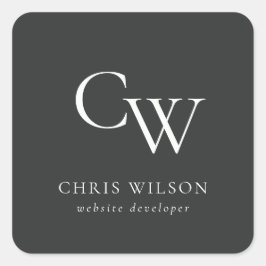 Minimal einfache Schwarz-Weiß-Monogramm Quadratischer Aufkleber