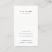 Minimal einfache Schwarz-Weiß-Monogramm Visitenkarte (Rückseite)