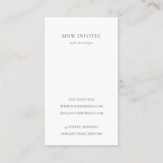 Minimal einfache Schwarz-Weiß-Monogramm Visitenkarte (Rückseite)