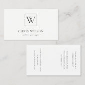Minimal einfache Schwarz-Weiß-Monogramm Visitenkarte (Vorne/Hinten)