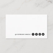 Minimal einfache Schwarz & Weiß Social Media Visitenkarte (Rückseite)