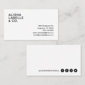 Minimal einfache Schwarz & Weiß Social Media Visitenkarte (Vorne/Hinten)