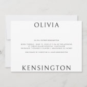 Minimal einfache Schwarz-weiße Foto Baby Birth Ankündigung (Vorderseite)