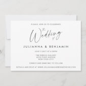 Minimal einfache Schwarz-weiße moderne Skripthochz Einladung (Vorderseite)