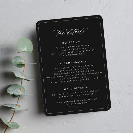 Minimal einfache schwarze Hochzeitsdetails Begleitkarte