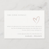 Minimal einfache Script Blush Heart Wedding Detail Begleitkarte (Vorderseite)