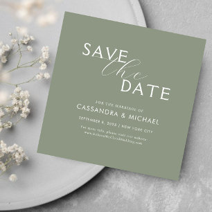 Minimal einfache Seite grüne Typografie Hochzeit Save The Date