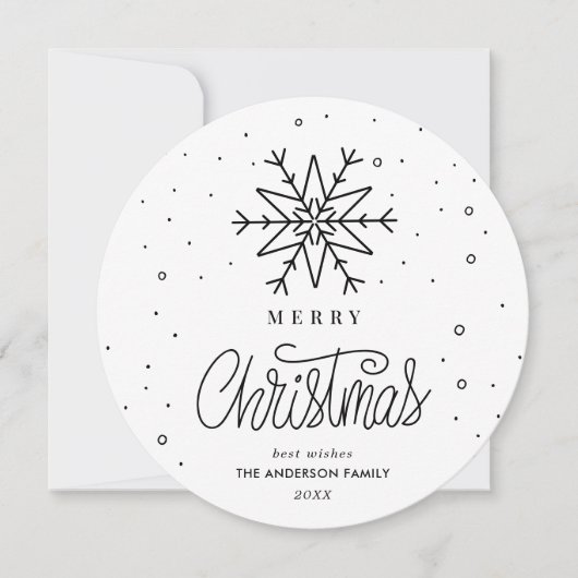 Minimal einfache Snowflake Weihnachtskarte Feiertagskarte (Vorderseite)