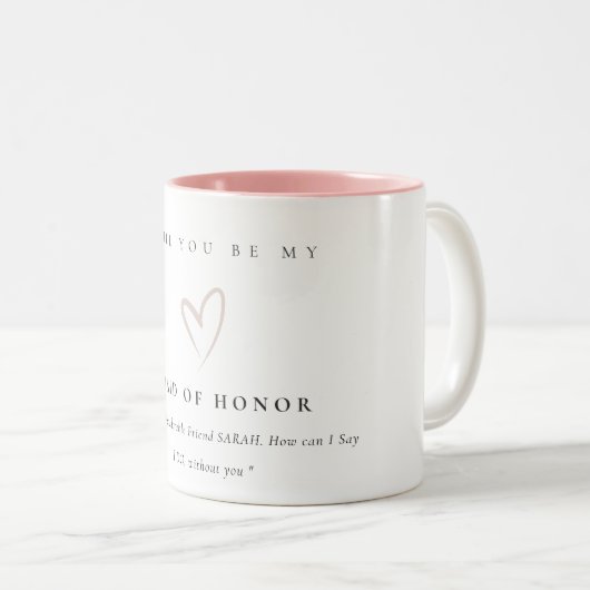 Minimal einfache Trauzeugin für das blaue Herz Zweifarbige Tasse (VorderseiteRechts)