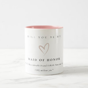 Minimal einfache Trauzeugin für das blaue Herz Zweifarbige Tasse