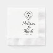 Minimal einfache Triple Hearts Hand gezogen Serviette (Vorderseite)