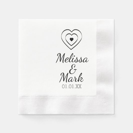 Minimal einfache Triple Hearts Hand gezogen Serviette (Vorderseite)