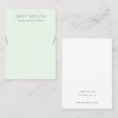 Minimal einfache weiche grüne Aqua Necklace Displa Visitenkarte (Vorne/Hinten)