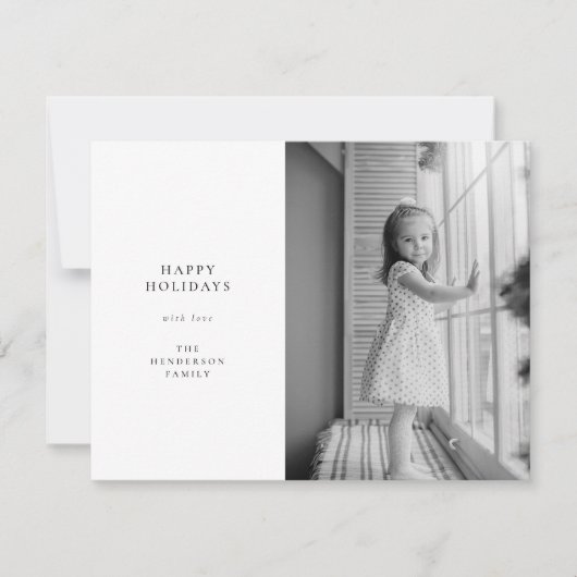 Minimal Einfache Weihnachten Schwarz-Weiß-Foto Rot (Vorderseite)