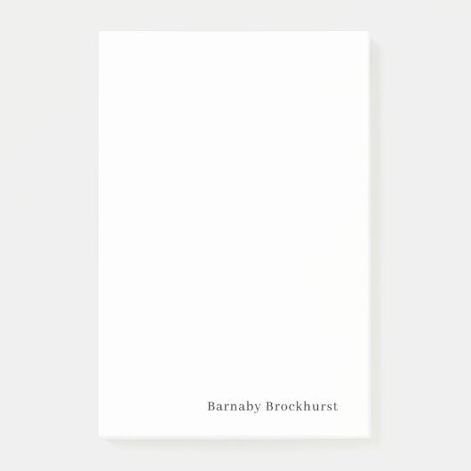 Minimal einfache weiße klassische Maskuline Post-it Klebezettel (Vorderseite)