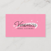 Minimal einfache weiße Pink-Haus Reinigung Haushal Visitenkarte (Rückseite)