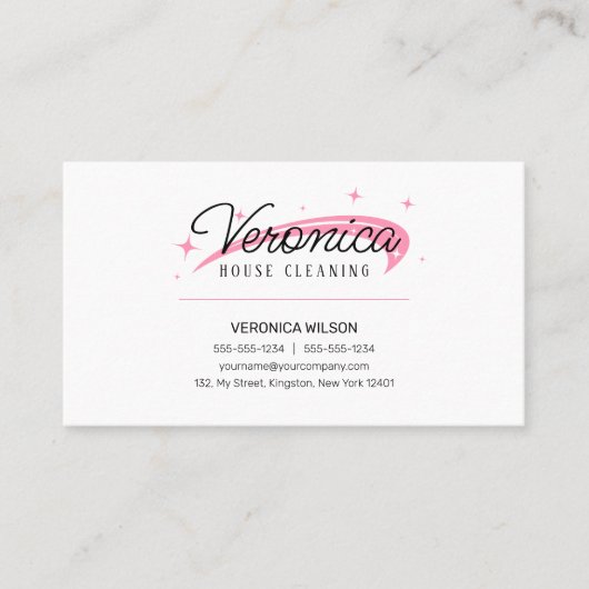 Minimal einfache weiße Pink-Haus Reinigung Haushal Visitenkarte (Vorderseite)