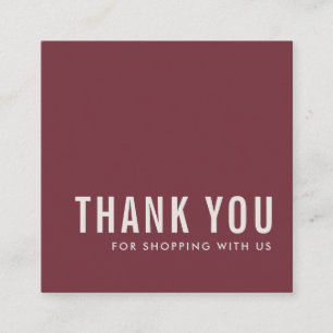 MINIMAL EINFACHER ELEGANTER BURGUNDY MAROON DANKE QUADRATISCHE VISITENKARTE
