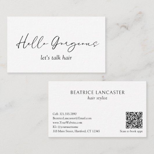 Minimal einfacher QR Code Modernes Elegant Visitenkarte (Vorne/Hinten)