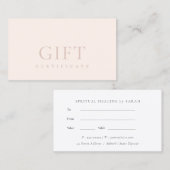 Minimal einfaches Geschenkgutschein in Duskyrosa Visitenkarte (Vorne/Hinten)