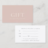 Minimal einfaches Geschenkgutschein in Duskyrosa Visitenkarte (Vorne/Hinten)
