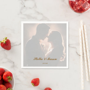 Minimal Einfaches Overlay Foto Romantische Hochzei Serviette
