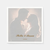 Minimal Einfaches Overlay Foto Romantische Hochzei Serviette (Vorderseite)