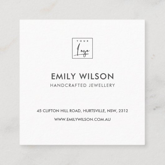 MINIMAL EINFACHES SCHWARZ-WEISSES HERZEN DANK DANK QUADRATISCHE VISITENKARTE (Rückseite)