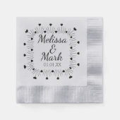 Minimal einfaches schwarzes Herz Hand gezogen Silb Serviette (Vorderseite)