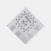 Minimal einfaches schwarzes Herz Hand gezogen Silb Serviette (Ecke)