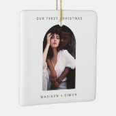 Minimal Einfaches, Verheiratetes Foto Keramikornament (Rechts)