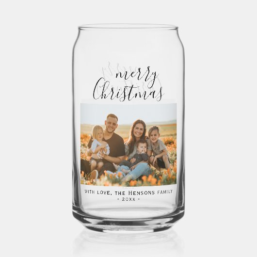 Minimal einfaches Weihnachts-Script-Foto Dosenglas (Vorderseite)